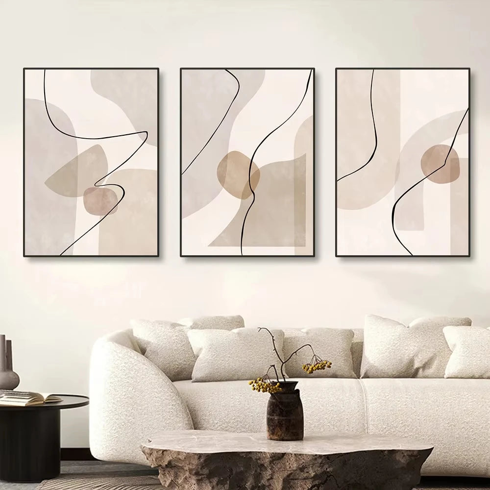Tableau  art mural abstrait géométrique moderne pour décoration intérieure - vue 6 sur 9