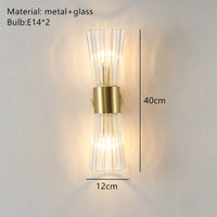 applique murale moderne en acier inoxydable avec verre transparent