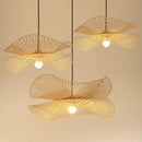 lustre chinois fait main en bambou avec éclairage led suspendu