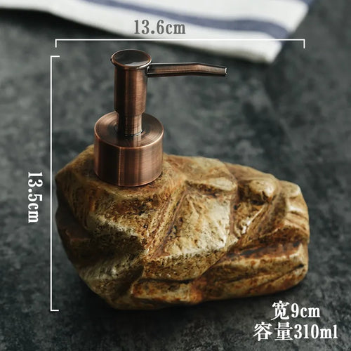 Realistic Ceramic Soap Dispenser - Stone-Like Hand Sanitizer Bottle with Pump, Luxury Shampoo and Shower Gel Refill Bottle - vue 9 sur 8