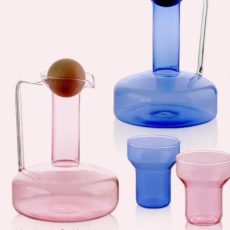 Carafe bouilloire verre style nordique avec tasses - vue 3 sur 7