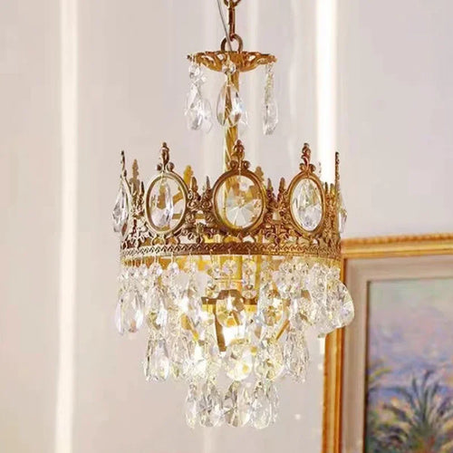 suspension dorée en cristal pour décoration intérieure élégante - vue 2 sur 7