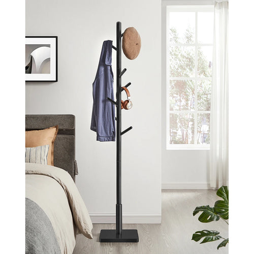 VASAGLE Coat Rack, Solid Wood Coat Stand, Free Standing Hall Coat Tree with 8 Hooks for Coats, Hats, Bags, Purses, for Entryway - vue 3 sur 9