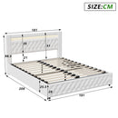Upholstered Bed, Double Bed, PU Bedside Lamp, Hydraulic Functional Storage Bed, Headboard and Slatted Base, Padded Backrest