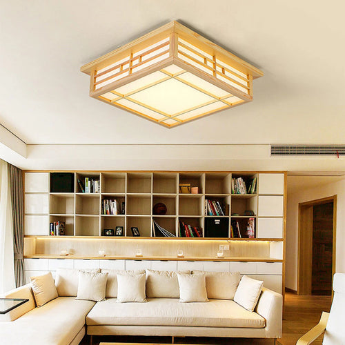 Plafonnier Lampe LED Bois Massif Japonais Tatami Lumière Salon Lumière Chambre Balcon - vue 3 sur 6