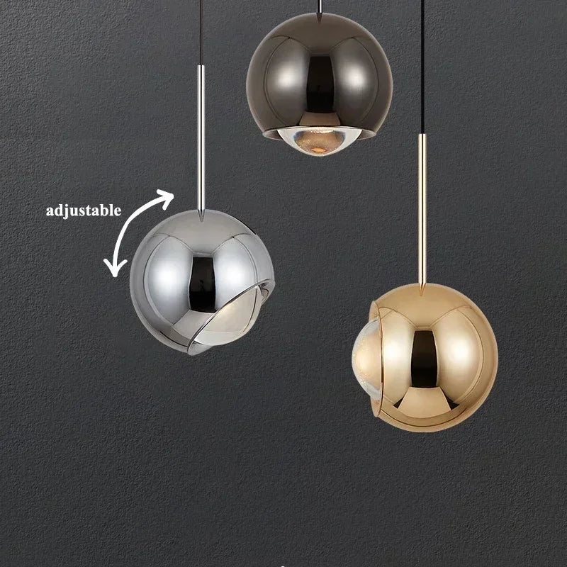 Suspension LED boule ronde moderne avec angle réglable