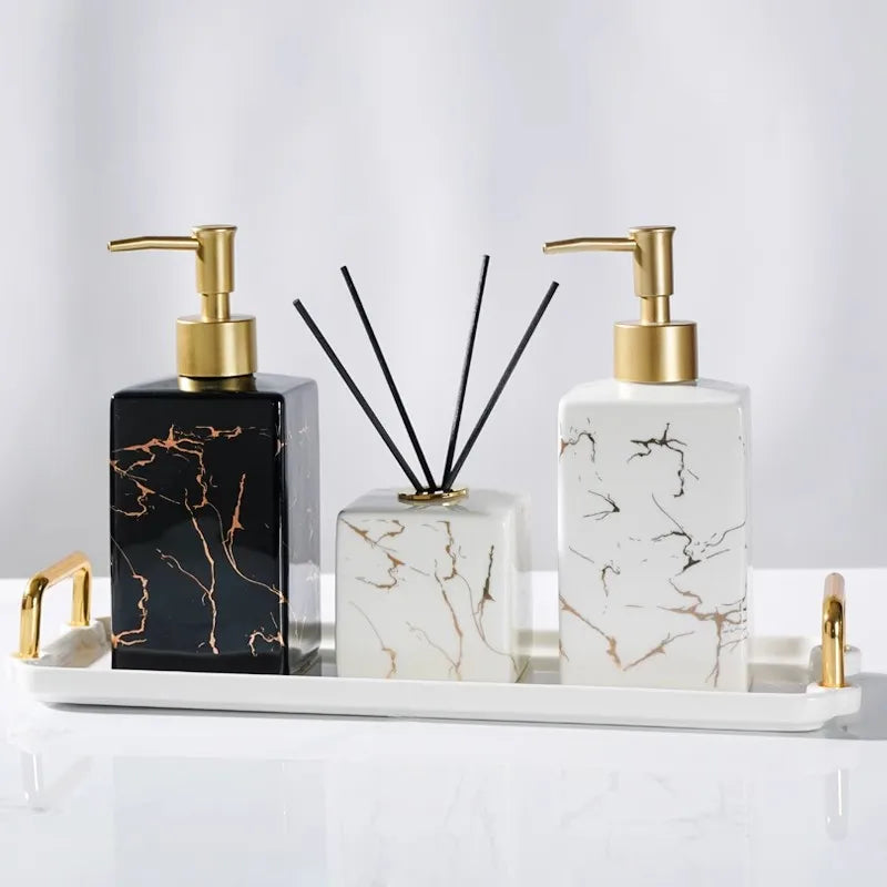 bouteille en céramique pour désinfectant et gel douche - vue 5 sur 26