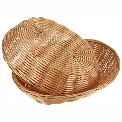 8/20Pcs Wicker Bread Baskets, Handwoven Oval Plastic Basket, Tabletop Fruit Vegetables Food Serving Basket for Home, Kitchen - vue 5 sur 6