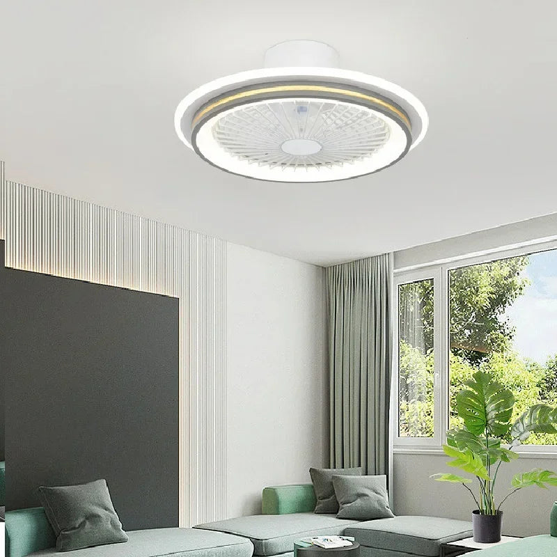 plafonnier moderne silencieux avec ventilateur et lumière télécommandé - vue 6 sur 9