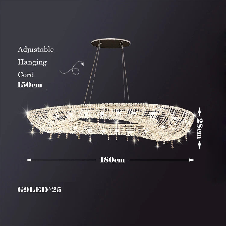 lustre créatif élégant en cristal transparent pour intérieur