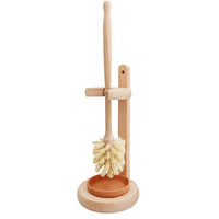 Wood Toilet Brush and Holder Set, Wood Toilet Bowl Cleaner Brush for Bathroom, Toilet Scrubber with