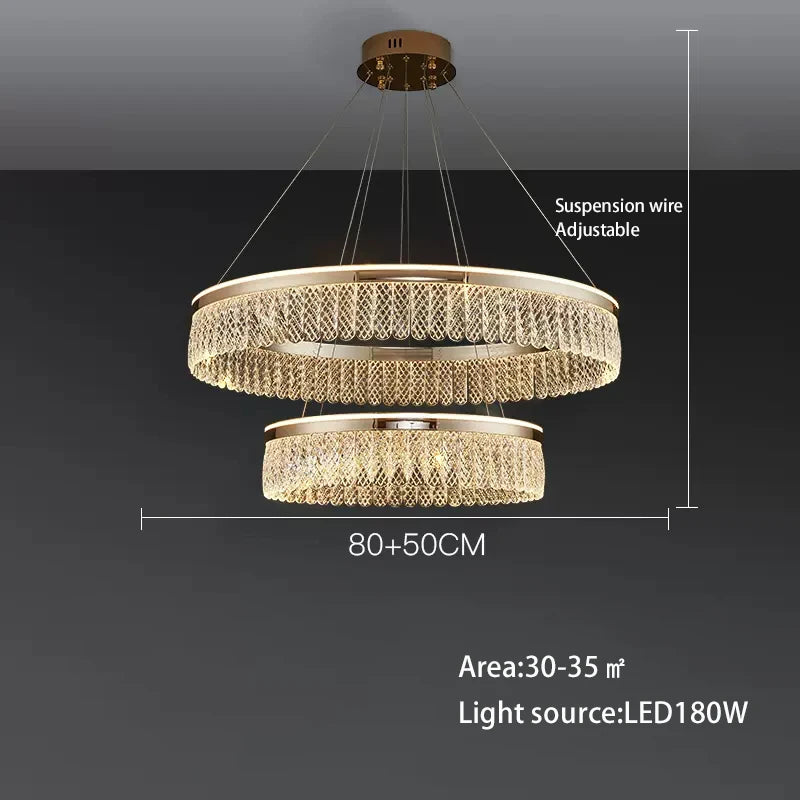 lustre sandyha moderne créatif anneau de luxe en cristal - vue 7 sur 11