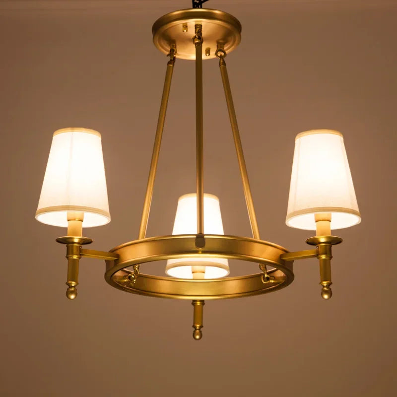 Lustre rond en cuivre complet pour chambre à coucher - vue 3 sur 12