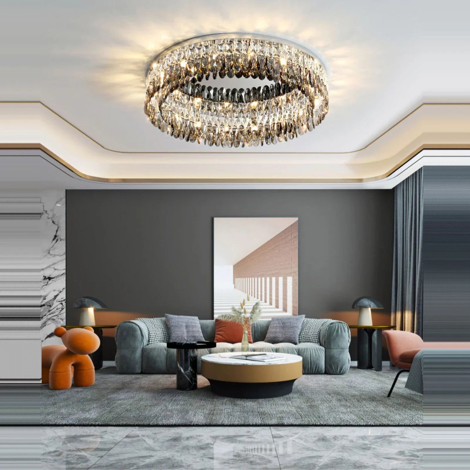 lustre moderne en cristal led design élégant pour décoration intérieure - vue 7 sur 18
