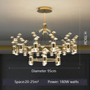 lustre long en cristal style européen avec branche simple en aluminium