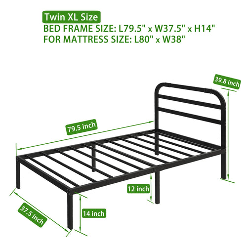 Heavy Duty Metal Bed Frame with Headboard, 3500 lbs Max Weight Capacity Metal Platform, Easy Assembly Mattress Foundation - vue 9 sur 10