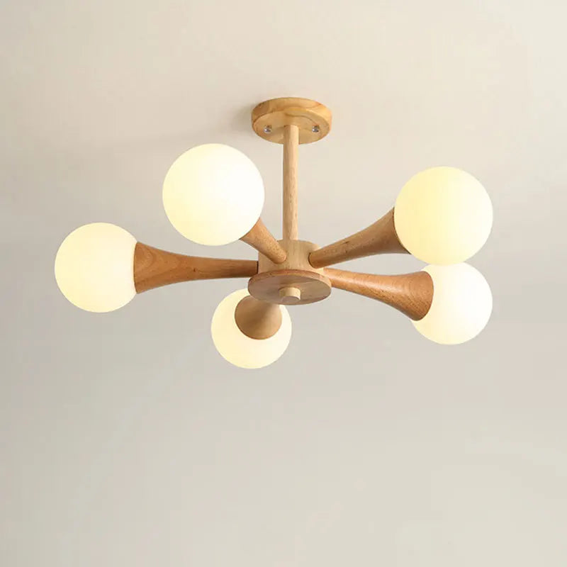lustre nordique en bois et verre design ferme pour intérieur moderne - vue 10 sur 9
