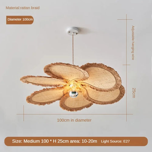 Minimalist woven grass floral chandelier for indoor use - vue 9 sur 9
