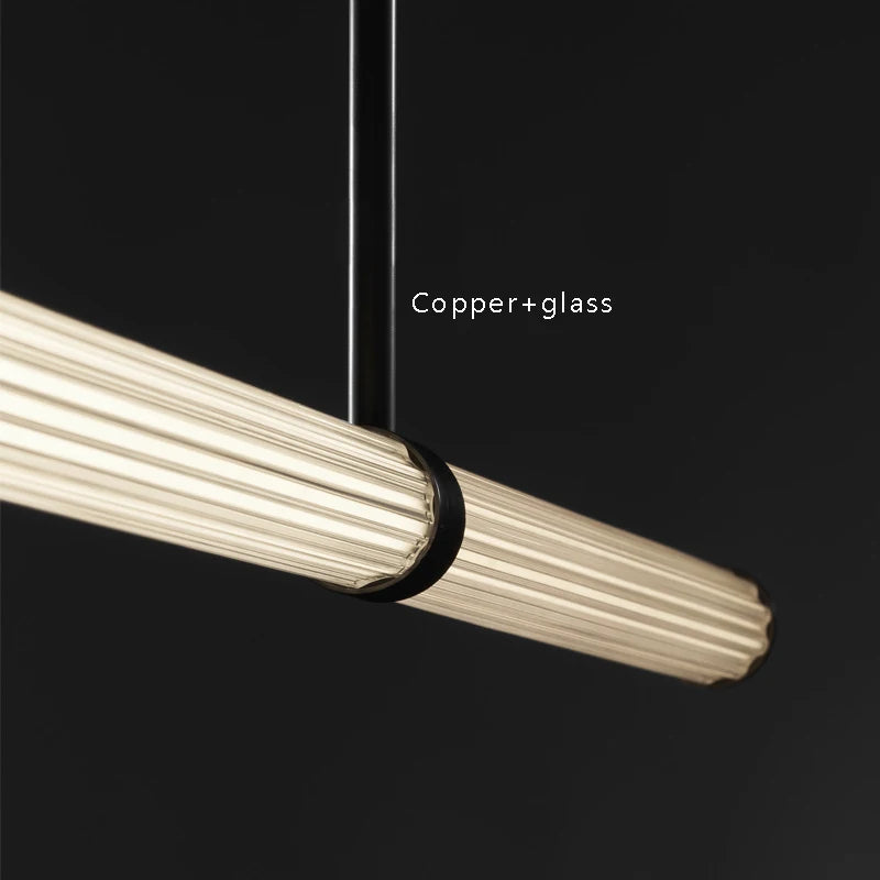 lustre de luxe moderne en verre de cuivre suspendu - vue 6 sur 9