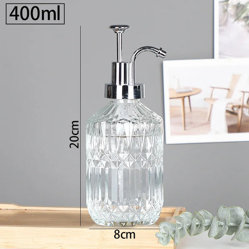 distributeur de savon en verre transparent rechargeable pour gel douche - vue 13 sur 17