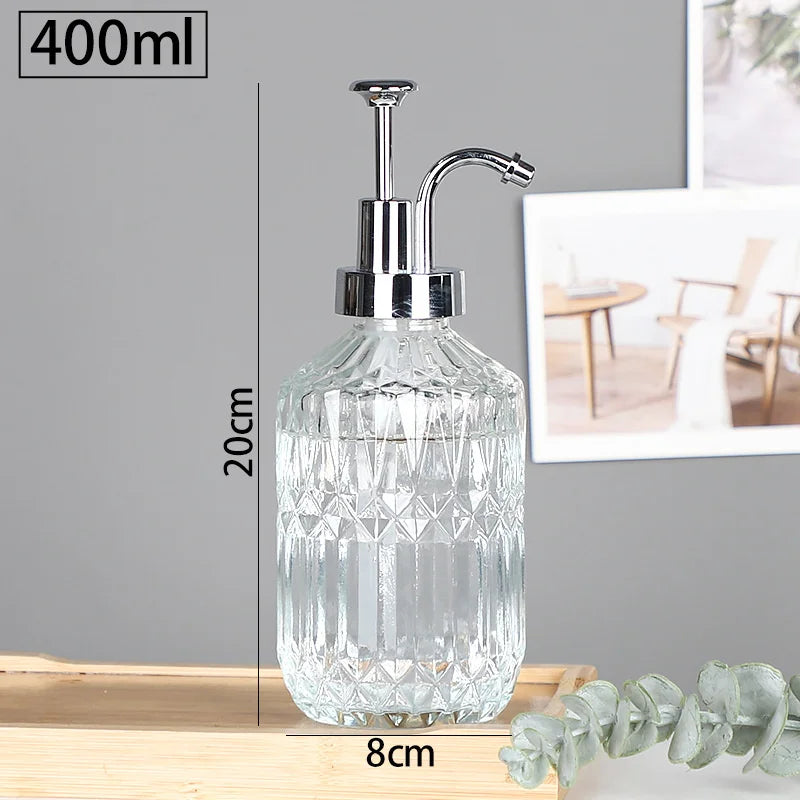 distributeur de savon en verre transparent rechargeable pour gel douche - vue 12 sur 17