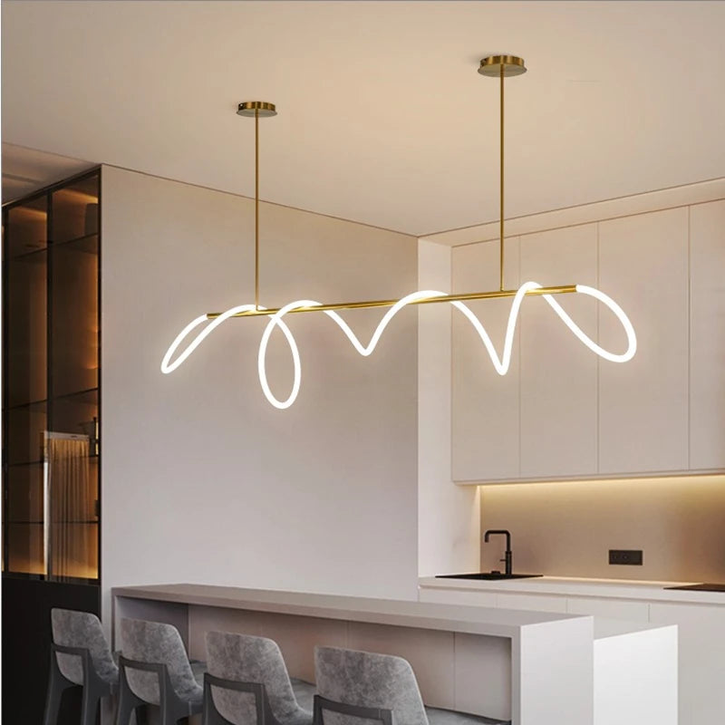 Modern minimalist hose LED restaurant chandelier used for kitchen, bar, hanging, lighting, and decorative lighting fixtures - vue 4 sur 21