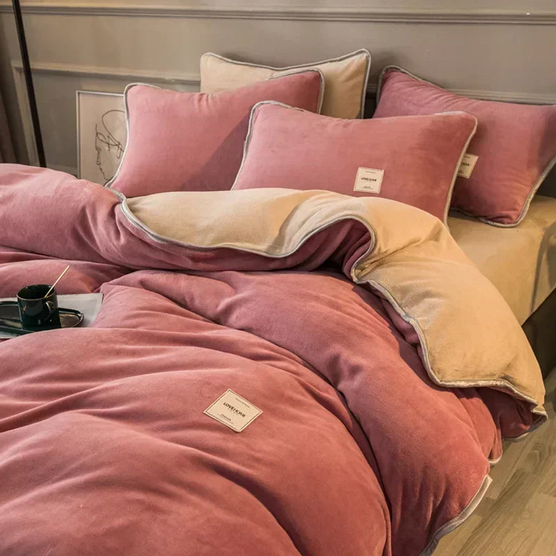 housse de couette en velours corail douce et moelleuse