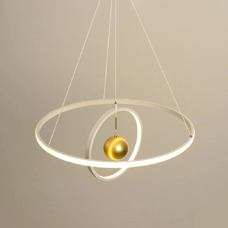 lustre circulaire en boule de fer avec luminaires led pour décoration - vue 4 sur 8