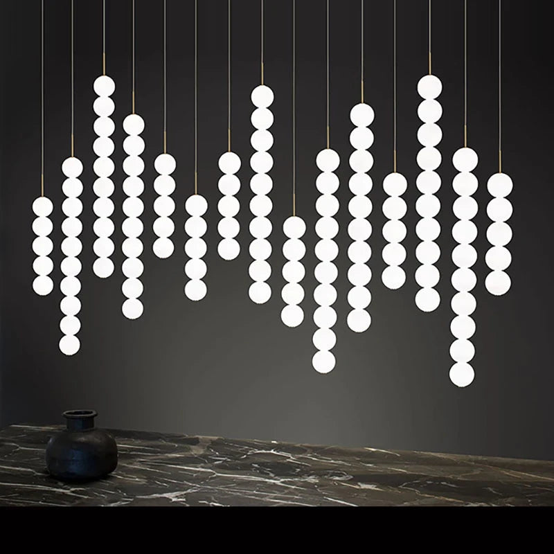 suspension design art deco en verre doré et chromé - vue 4 sur 13