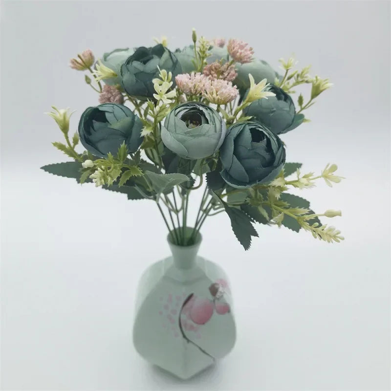 bouquet de roses en soie décoration de jardin fleurs artificielles - vue 2 sur 12