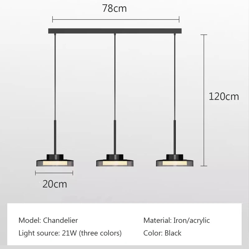suspension led post-moderne en fer acrylique style français