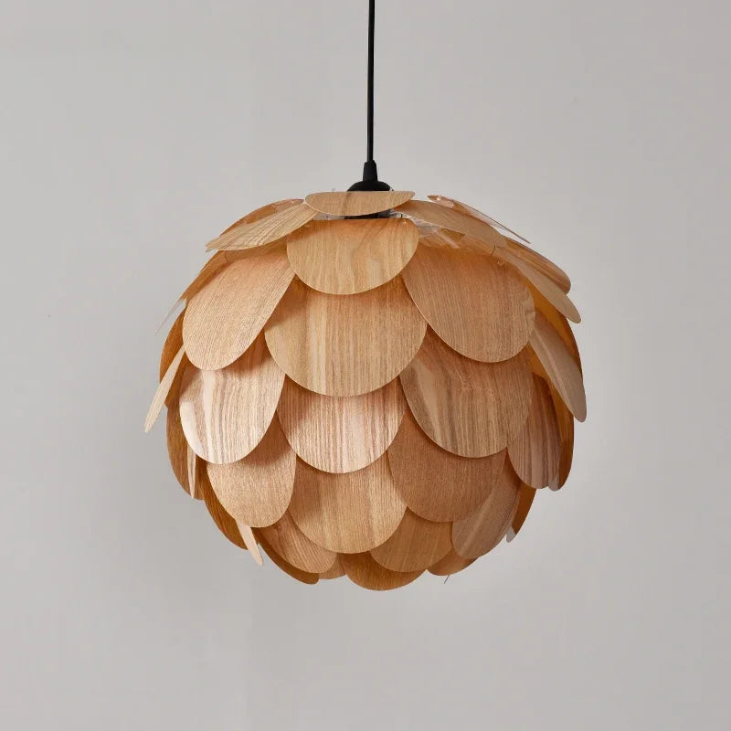 lustre ananas original en placage de bois pour hôtels bars et restaurants - vue 5 sur 10