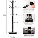 Metal Coat Rack Stand with Natural Marble Base, Free Standing Hall Tree with 12 Hooks for Hanging Scarf, Bag, Jacket