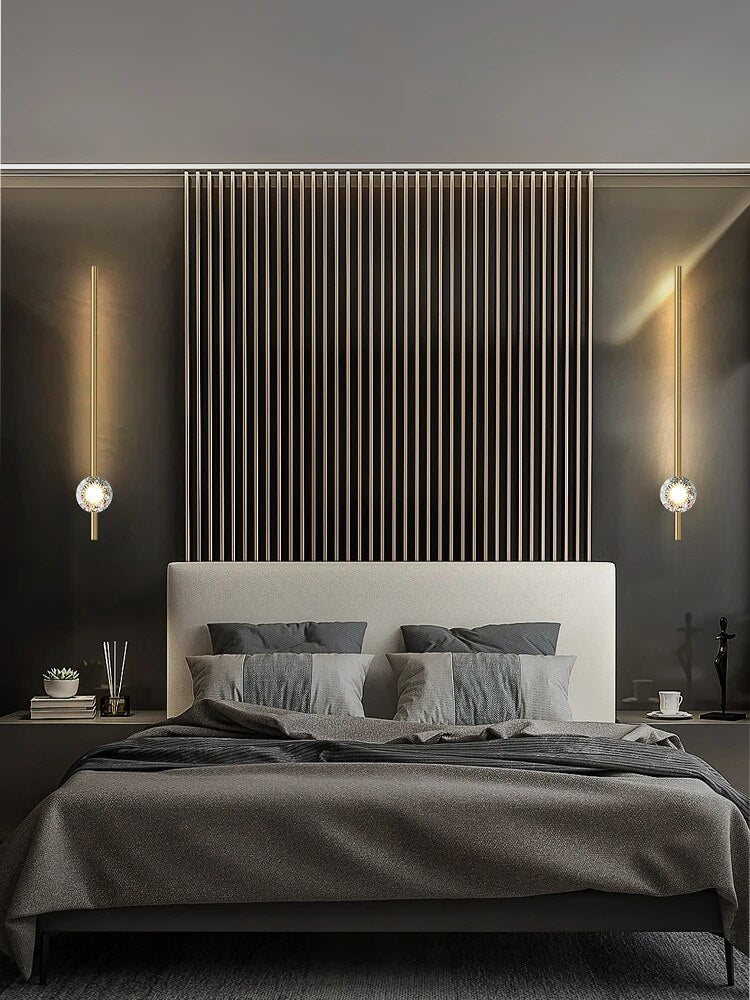 Applique murale nordique tout en cuivre pour chambre à coucher - vue 4 sur 9