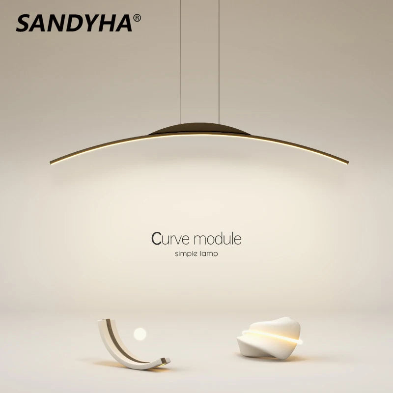 SANDYHA moderne nordique suspension bande incurvée Lustres salon salle à manger Lustres Para Sala De Jantar accrocher Lampara Techo - vue 3 sur 14