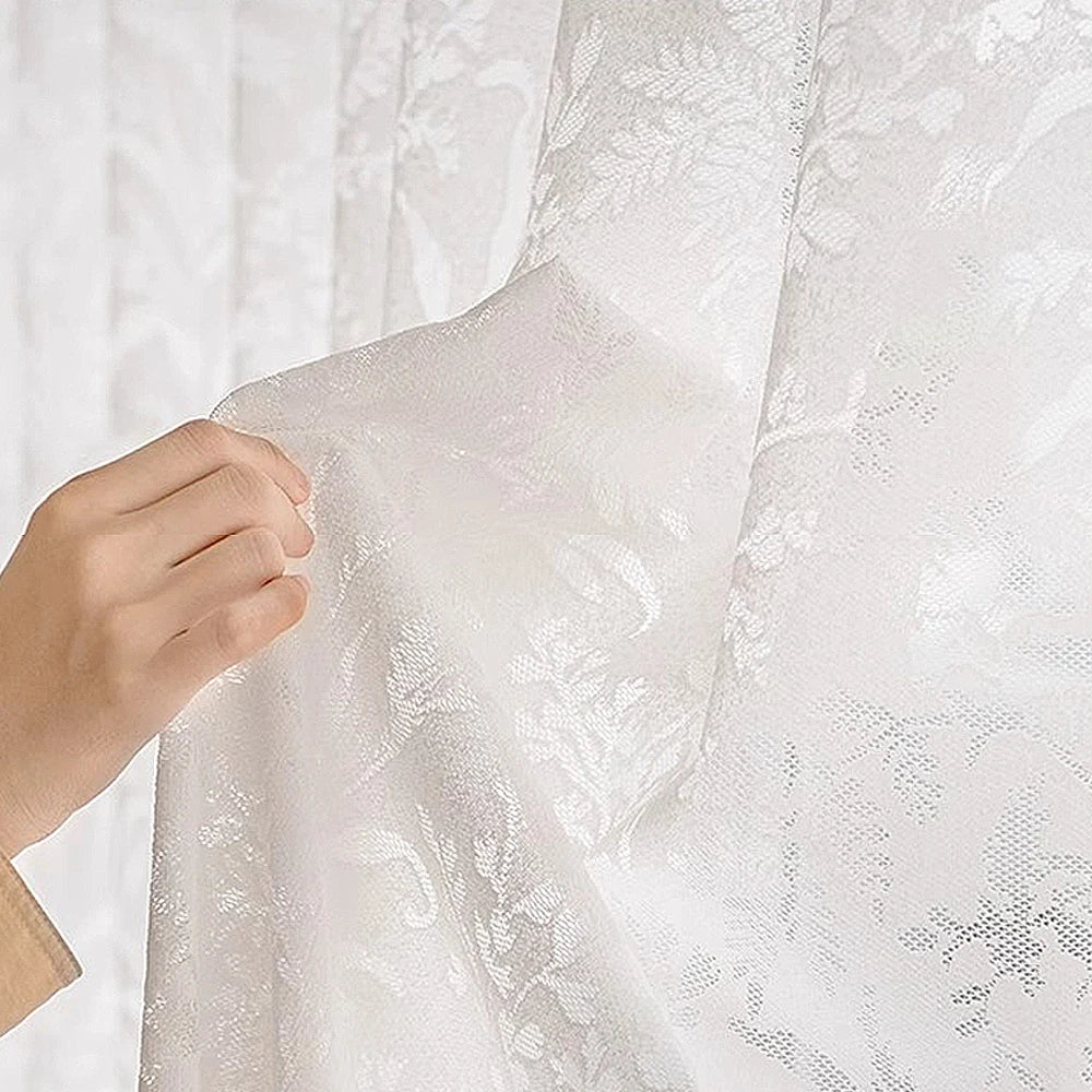 Voilage tulle brodé floral moderne pour salon chambre - vue 8 sur 8