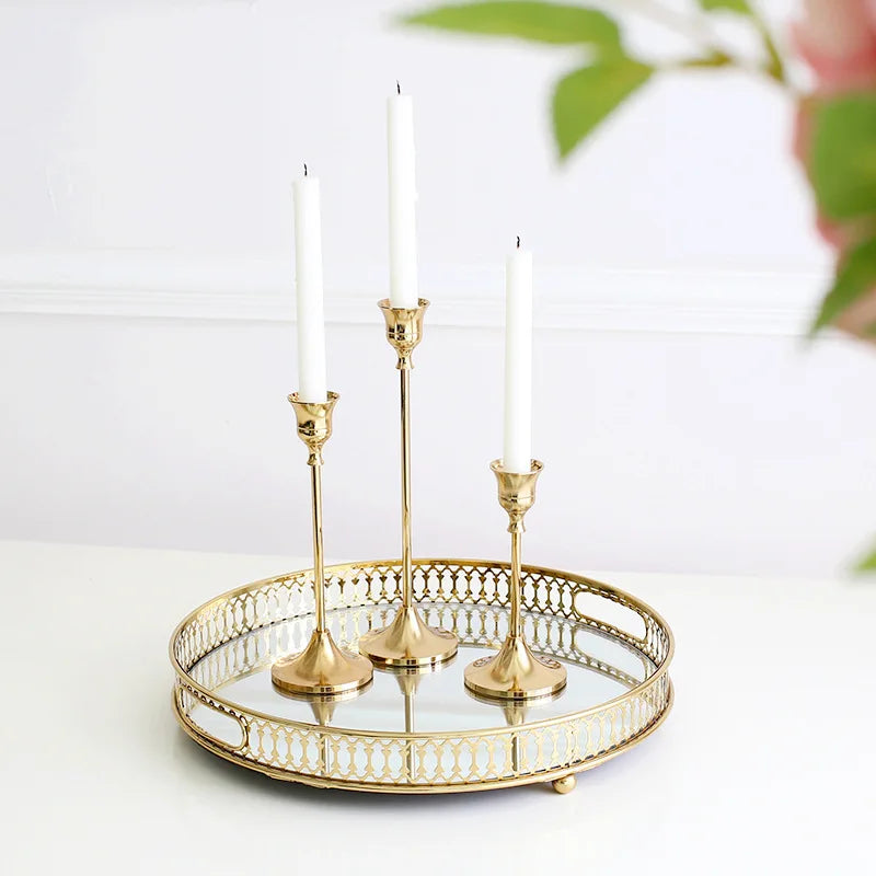 lot de 3 bougeoirs en métal pour décoration élégante et festive - vue 5 sur 10