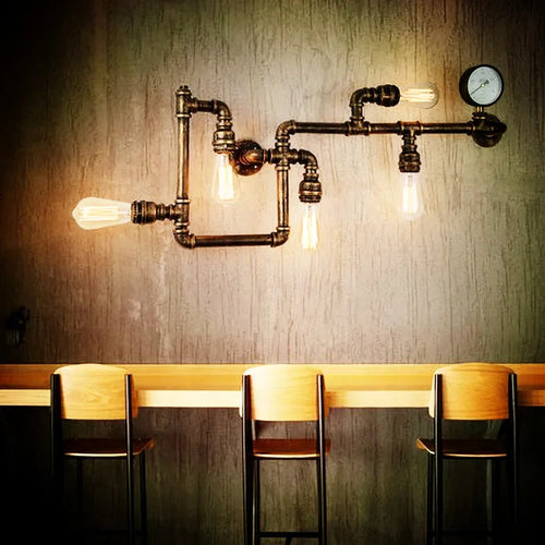 Vintage industrial steampunk wall light - vue 2 sur 10
