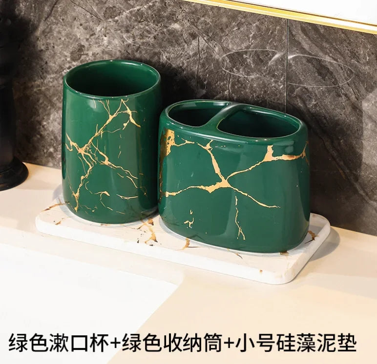 ensemble décoratif en céramique pour salle de bain avec accessoires - vue 21 sur 24