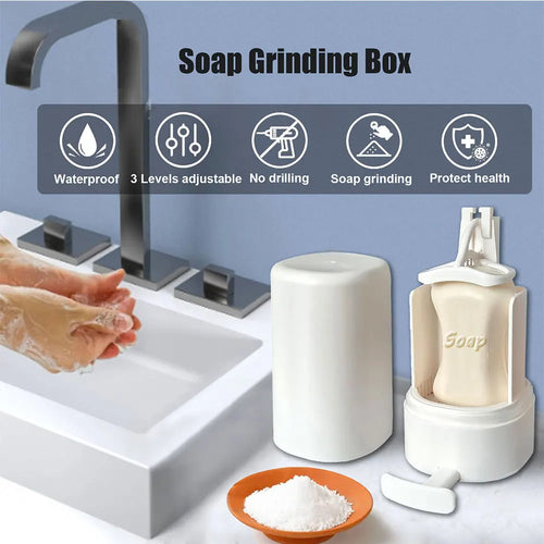 Portable Wall-mounted Soap Powder Grinder Box, Waterproof, 3-level, Adjustable, Bathroom, Hand Washing Tool - vue 3 sur 7
