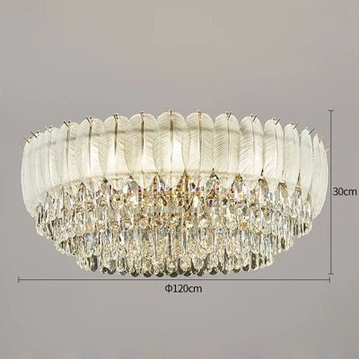 plafonnier rond en cristal luxe éclairage led pour intérieur - vue 10 sur 12