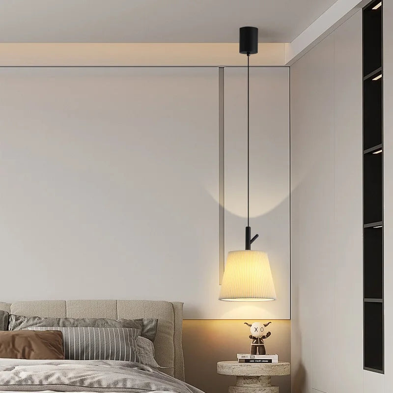 lustre en tissu plissé pour décoration intérieure moderne - vue 6 sur 8