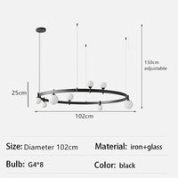 suspension led en verre circulaire pour décoration moderne