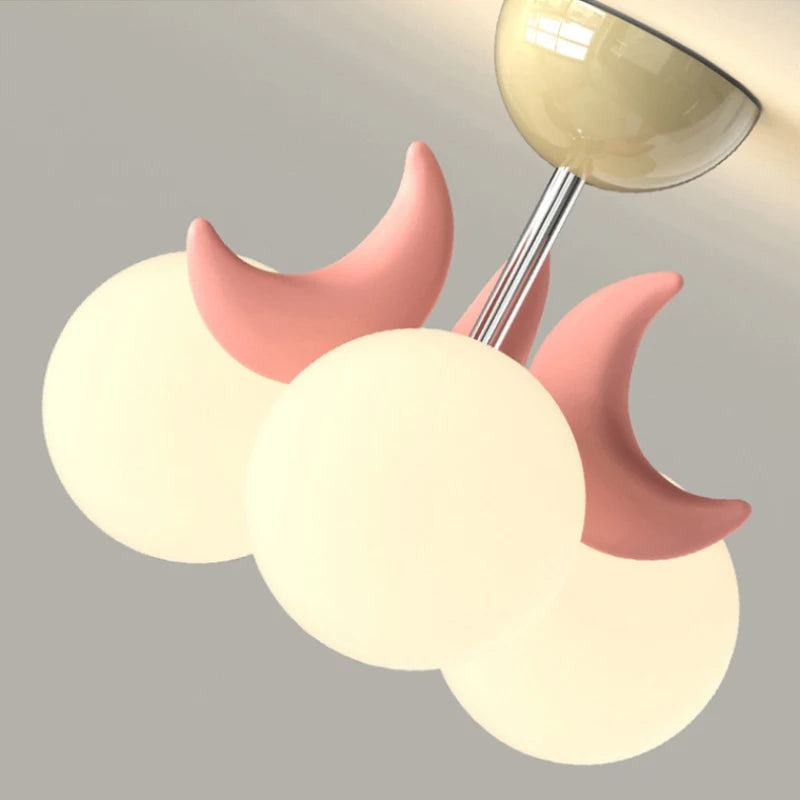 plafonnier enfants roses LED de boule de lune mignonne moderne chaude chambre de princesse romantique petite fille de chambre - vue 6 sur 8