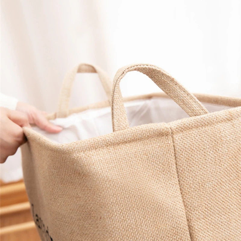 panier pliable en toile de jute pour vêtements sales - vue 7 sur 10