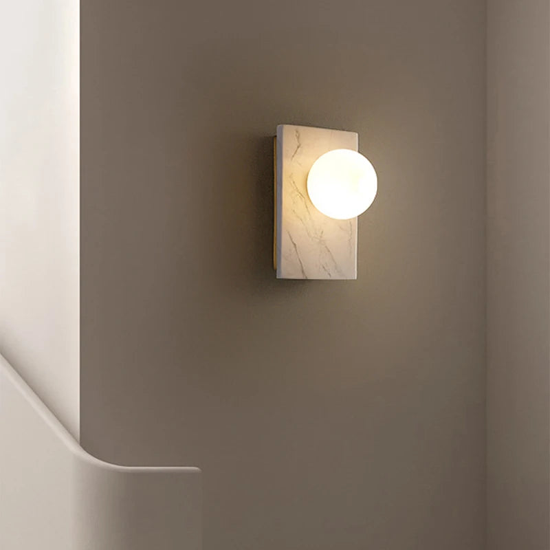 applique murale rétro en marbre et cuivre led - vue 3 sur 9