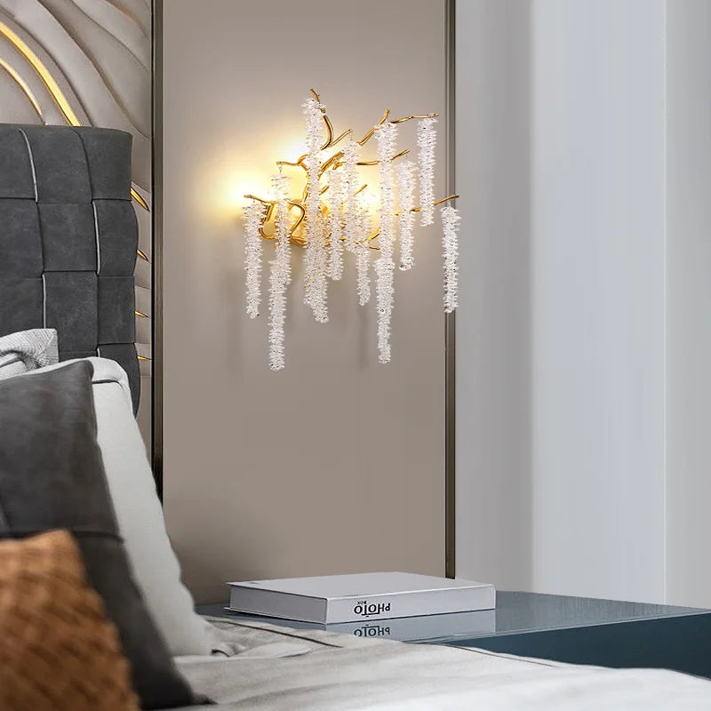 applique murale led moderne design art déco branches de fleurs de cerisier - vue 5 sur 10