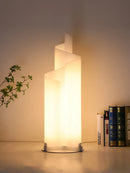 Minimalist desk lamp in clear acrylic and decorative aluminium