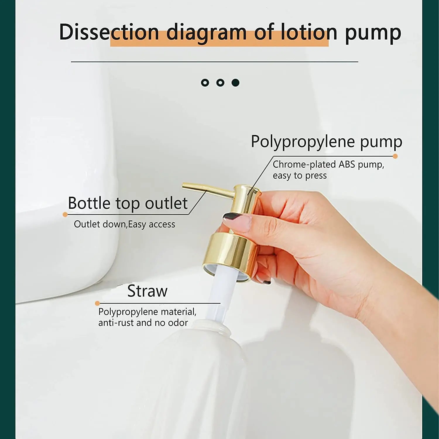 distributeur de savon en céramique avec pompe rechargeable pour liquide - vue 3 sur 6