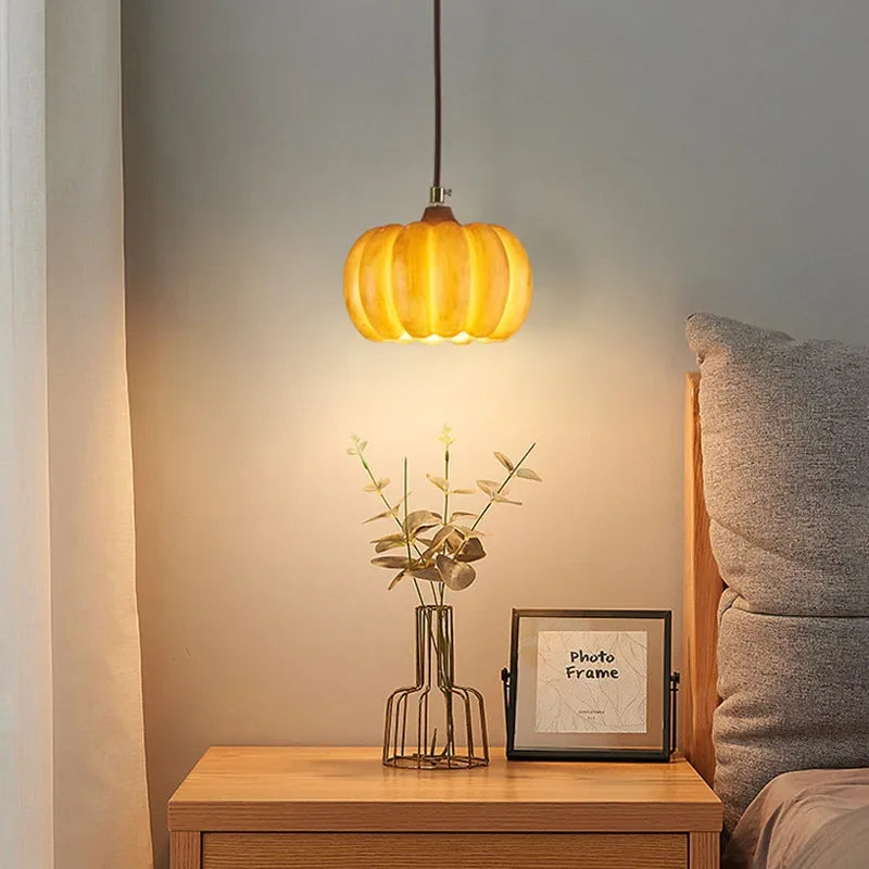 Designer Restaurant Island LED Chandelier Retro Resin Pumpkin Lamp Bedroom Wabi Sabi Pendant Lamps Home Decoration Light Fixture - vue 7 sur 18